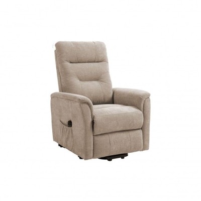 Poltrona relax Katia 2 motori con sistema alzapersona e trolley estraibile in tessuto beige