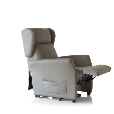 Poltrona relax Katia 2 motori c/sistema alzapersone e trolley estraibile in tessuto grigio scuro