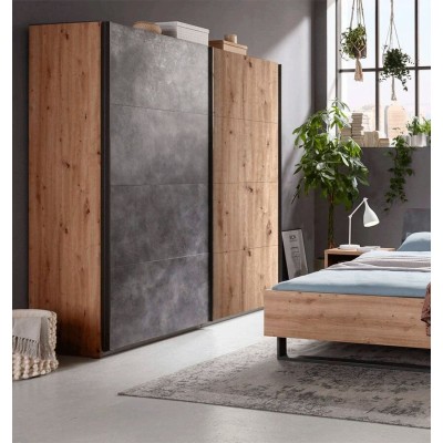  Armadio La Fabrica 2 Ante Scorrevoli Soft Close con Cornice Rovere Artisan/Tadao