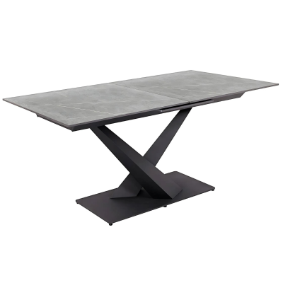  Tavolo Oliver Allungabile 160/200 cm - Struttura Nera Piano in Ceramica Grigio 