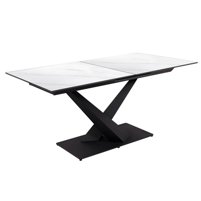  Tavolo Oliver Allungabile 160/200*90*H75 Struttura Nera Piano in Ceramica Bianco